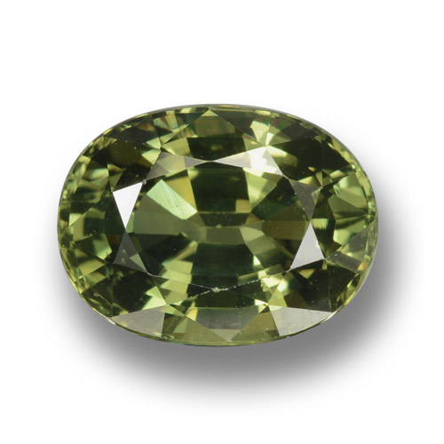Medium-Dark Green Saphir Edelstein - 4.1ct Oval facettiert (ID: 458368)