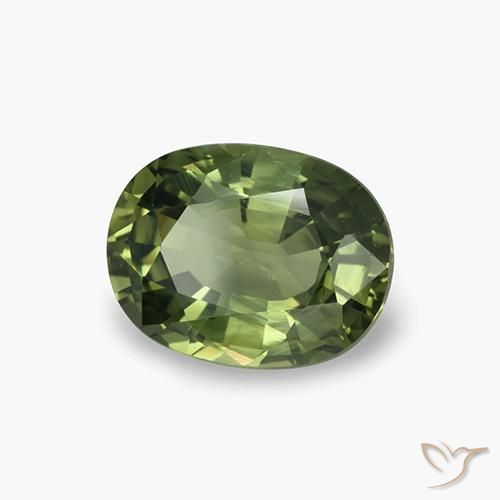 4.09 ct Green Sapphire Stone, Natural Sapphire in Oval Facet Shape for Sale