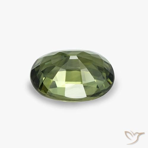Sapphire Gemstone in 10.7 x 8.2 mm Size for Sale, Sapphire Stone in Medium-Dark Green Color
