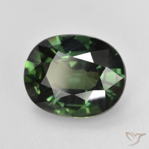 4.74 ct Green Sapphire Stone, Natural Sapphire in Oval Facet Shape for Sale