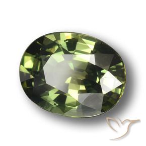 3.38 ct Green Sapphire Stone, Natural Sapphire in Oval Facet Shape for Sale