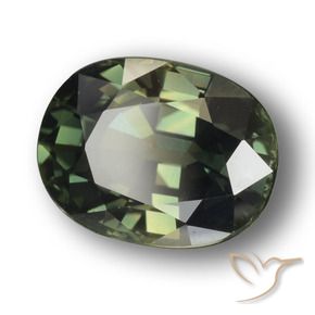 3.34 ct Green Sapphire Stone, Natural Sapphire in Oval Facet Shape for Sale