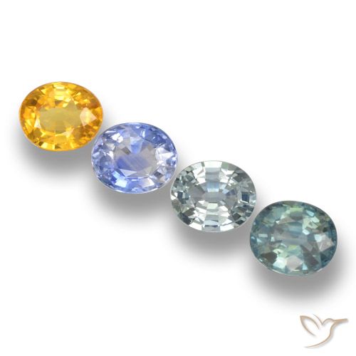 3.67 ctw Multicolor Sapphire Gemstones, Sapphire Gems in Oval Facet Shape for Sale.