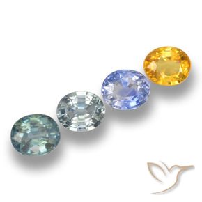 3.67 ctw Multicolor Sapphire Stones, Natural Sapphire in Oval Facet Shape for Sale