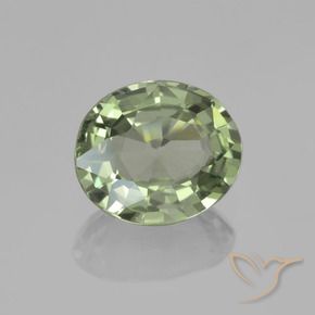 0.75 ct Green Sapphire Stone, Natural Sapphire in Oval Facet Shape for Sale