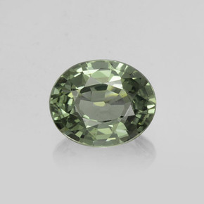 Sage Green Sapphire Gem - 0.8ct Oval Facet (ID: 459892)