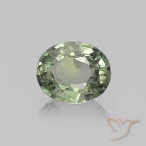 0.77 ct Green Sapphire Stone, Natural Sapphire in Oval Facet Shape for Sale