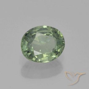 0.88 ct Green Sapphire Stone, Natural Sapphire in Oval Facet Shape for Sale