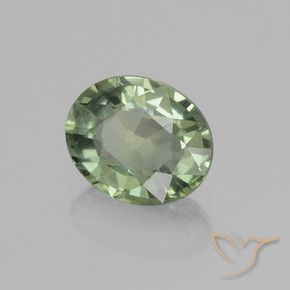 0.81 ct Green Sapphire Stone, Natural Sapphire in Oval Facet Shape for Sale