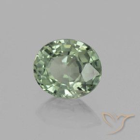 0.75 ct Green Sapphire Stone, Natural Sapphire in Oval Facet Shape for Sale