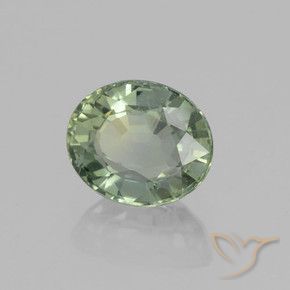 0.92 ct Green Sapphire Stone, Natural Sapphire in Oval Facet Shape for Sale