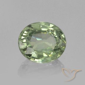 0.80 ct Green Sapphire Stone, Natural Sapphire in Oval Facet Shape for Sale