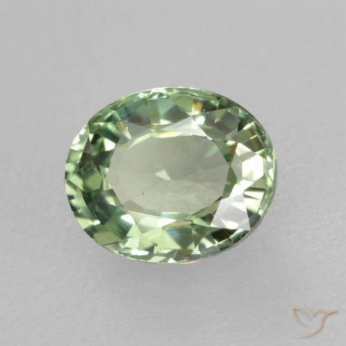 0.76 ct Green Sapphire Stone, Natural Sapphire in Oval Facet Shape for Sale