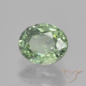 0.82 ct Green Sapphire Stone, Natural Sapphire in Oval Facet Shape for Sale