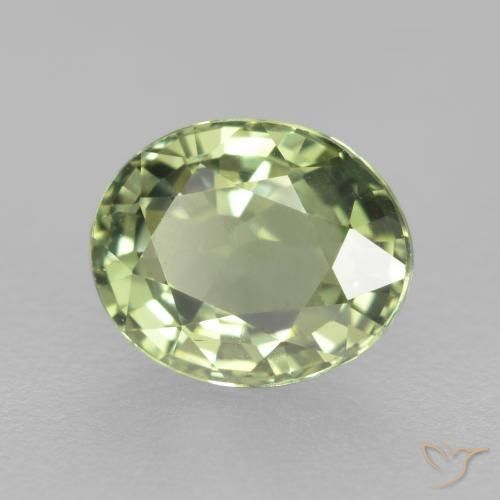 0.78 ct Green Sapphire Stone, Natural Sapphire in Oval Facet Shape for Sale