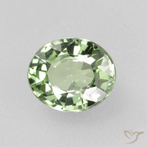 0.75 ct Green Sapphire Stone, Natural Sapphire in Oval Facet Shape for Sale