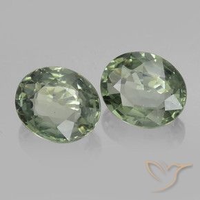 1.53 ctw Green Sapphire Stones, Natural Sapphire in Oval Facet Shape for Sale