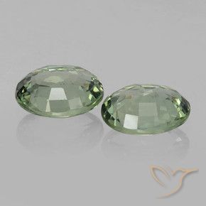 Sapphire Gemstones in 6.1 x 5.1 mm Size for Sale, Sapphire Stones in Earthy Green Color