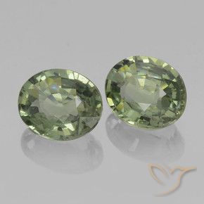 1.47 ctw Green Sapphire Stones, Natural Sapphire in Oval Facet Shape for Sale