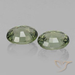 Sapphire Gemstones in 5.9 x 4.9 mm Size for Sale, Sapphire Stones in Earthy Green Color