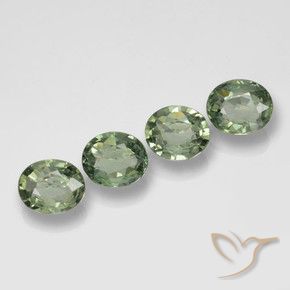 2.98 ctw Green Sapphire Stones, Natural Sapphire in Oval Facet Shape for Sale