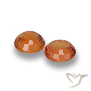 Sapphire Gemstones in 5 mm (calibrated) Size for Sale, Sapphire Stones in Medium Orange Color