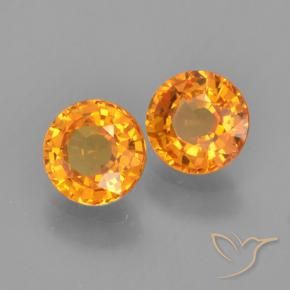 1.18 ctw Orange Sapphire Stones, Natural Sapphire in Round Facet Shape for Sale