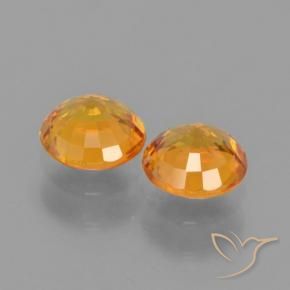 Sapphire Gemstones in 5 mm (calibrated) Size for Sale, Sapphire Stones in Apricot Orange Color
