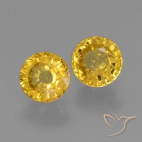 1.16 ctw Golden Sapphire Stones, Natural Sapphire in Round Facet Shape for Sale