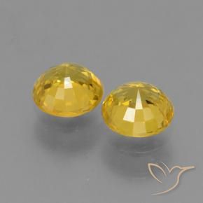 Sapphire Gemstones in 5 mm (calibrated) Size for Sale, Sapphire Stones in Golden Color