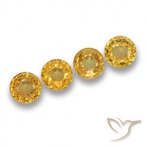 2.42 ctw Golden Sapphire Stones, Natural Sapphire in Round Facet Shape for Sale