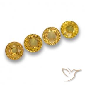 2.28 ctw Golden Sapphire Stones, Natural Sapphire in Round Facet Shape for Sale