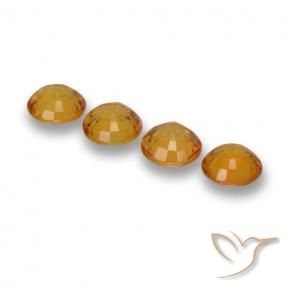 Sapphire Gemstones in 5 mm (calibrated) Size for Sale, Sapphire Stones in Dark Orange-Gold Color