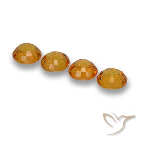 Sapphire Gemstones in 5 mm (calibrated) Size for Sale, Sapphire Stones in Dark Orange Color