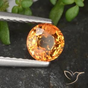 0.72 ct Orange Sapphire Stone, Natural Sapphire in Round Facet Shape for Sale