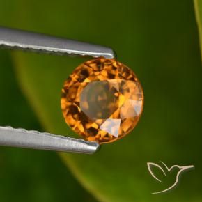 0.88 ct Orange Sapphire Stone, Natural Sapphire in Round Facet Shape for Sale