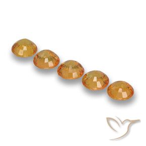 Sapphire Gemstones in 5 mm (calibrated) Size for Sale, Sapphire Stones in Deep Orange-Gold Color