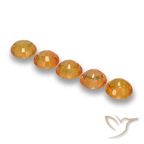 Sapphire Gemstones in 5 mm (calibrated) Size for Sale, Sapphire Stones in Deep Orange-Gold Color
