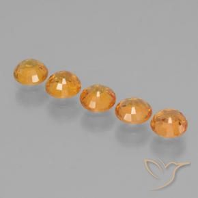 Sapphire Gemstones in 5 mm (calibrated) Size for Sale, Sapphire Stones in Deep Orange-Gold Color