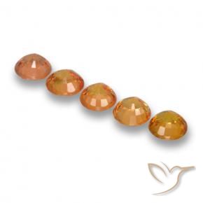 Sapphire Gemstones in 5 mm (calibrated) Size for Sale, Sapphire Stones in Medium Orange Color