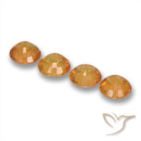 Sapphire Gemstones in 5 mm (calibrated) Size for Sale, Sapphire Stones in Deep Orange-Gold Color