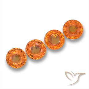 2.20 ctw Orange Sapphire Stones, Natural Sapphire in Round Facet Shape for Sale
