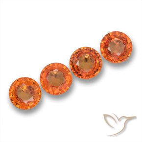2.19 ctw Orange Sapphire Stones, Natural Sapphire in Round Facet Shape for Sale