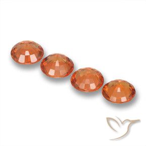 Sapphire Gemstones in 5 mm (calibrated) Size for Sale, Sapphire Stones in Reddish Orange Color