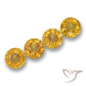 2.18 ctw Golden Sapphire Stones, Natural Sapphire in Round Facet Shape for Sale