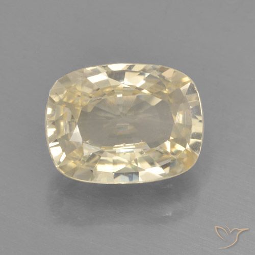 1.31ct Natural Light Yellow Sapphire, Cushion, VVS