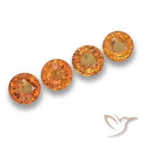 2.85 ctw Orange Sapphire Stones, Natural Sapphire in Round Facet Shape for Sale