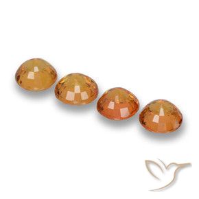 Sapphire Gemstones in 5 mm (calibrated) Size for Sale, Sapphire Stones in Medium Orange Color