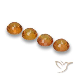 Sapphire Gemstones in 5 mm (calibrated) Size for Sale, Sapphire Stones in Apricot Orange Color