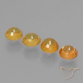 Sapphire Gemstones in 4.8 mm Size for Sale, Sapphire Stones in Medium Orange Color